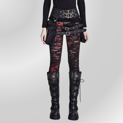Pantaloni Slim Nero e Rosso PUNK RAVE