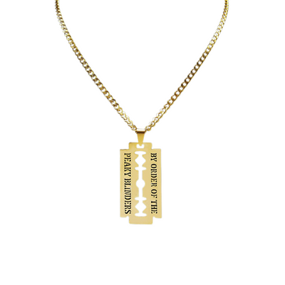 Collana Rock Dorata con Lama di Rasoio