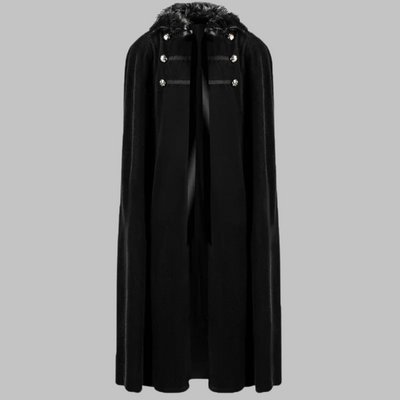 Mantello medievale unisex lungo con cappuccio in nero o rosso