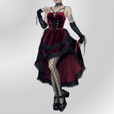 Abito in Velluto Rosso