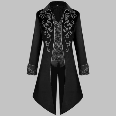 Giacca Medievale Gotica per Uomo – Rosso, Blu o Nero con Motivi Argentati