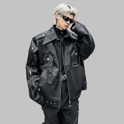 Cappotto in pelle stile gotico coreano