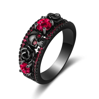 Anello Teschio Rosa Fiore