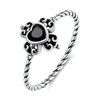 anello cuore nero Argento 925 Sterling 8