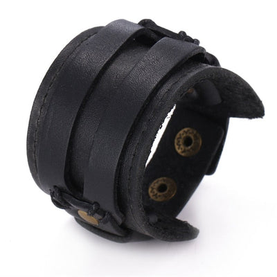 Bracciale Gotico in Pelle Nera