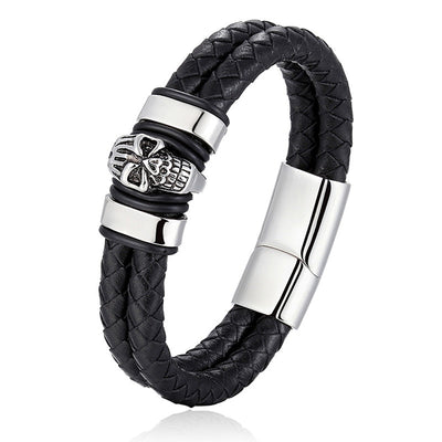 Bracciale gotico con teschio bianco e nero