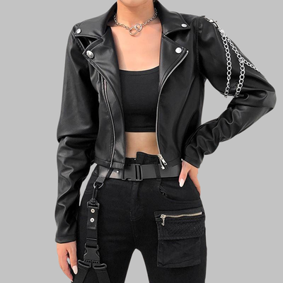 Giacca Gotica in Pelle Nera